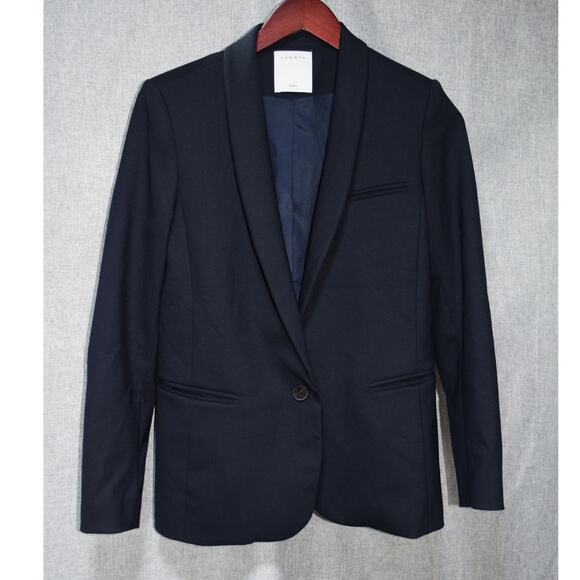 Sandro Paris Black Wool Blend Blazer Size 36 (US 4) - Picture 1 of 3